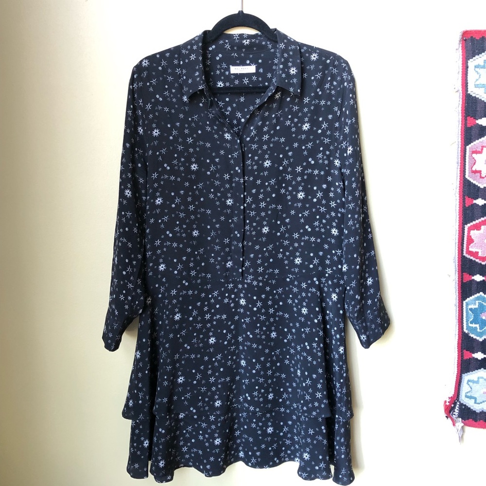 Equipment Natalia Tiered Hem Silk Dress L